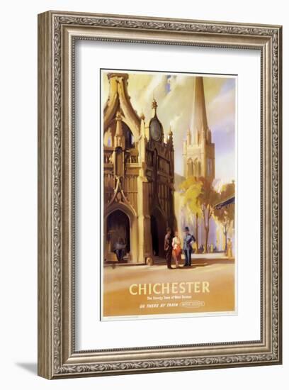 Chichester, West Sussex Clock Tower and Cathedral-null-Framed Art Print