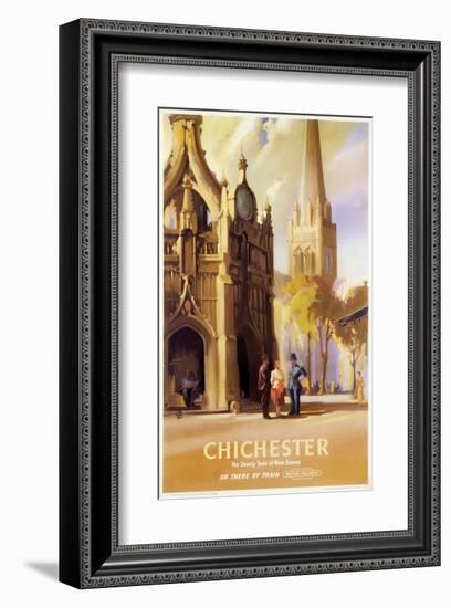 Chichester, West Sussex Clock Tower and Cathedral-null-Framed Art Print