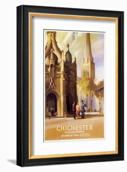 Chichester, West Sussex Clock Tower and Cathedral-null-Framed Art Print