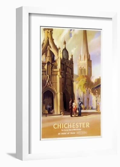 Chichester, West Sussex Clock Tower and Cathedral-null-Framed Art Print