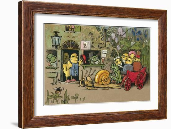 Chick Family Arriving at Inn-null-Framed Art Print