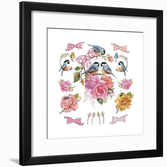 Chick on Rose-null-Framed Giclee Print