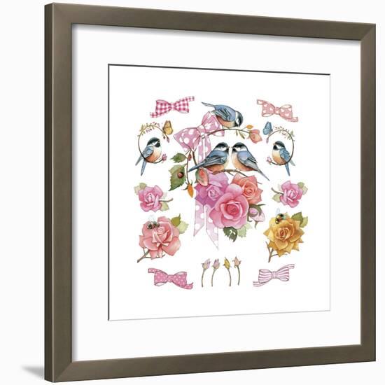 Chick on Rose-null-Framed Giclee Print