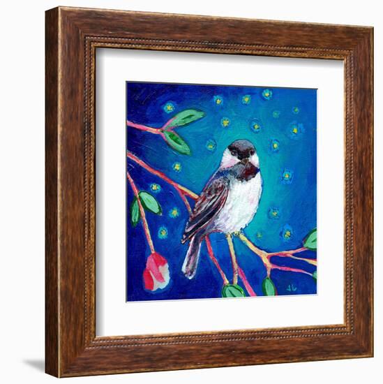 Chickadee at Night-Jennifer Lommers-Framed Art Print