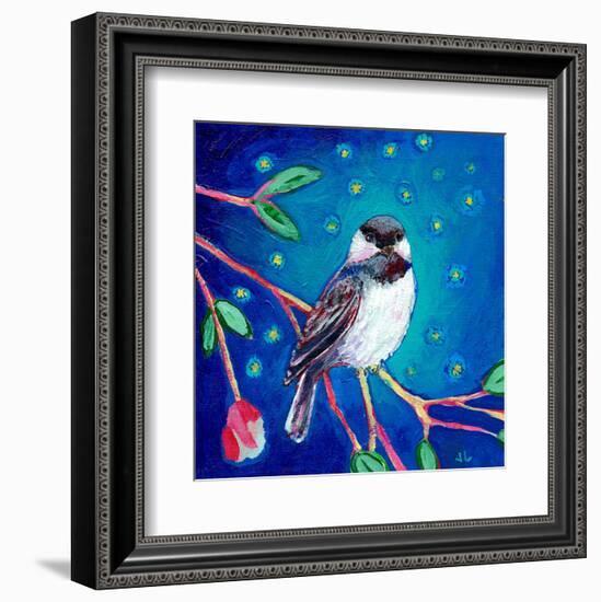 Chickadee at Night-Jennifer Lommers-Framed Art Print