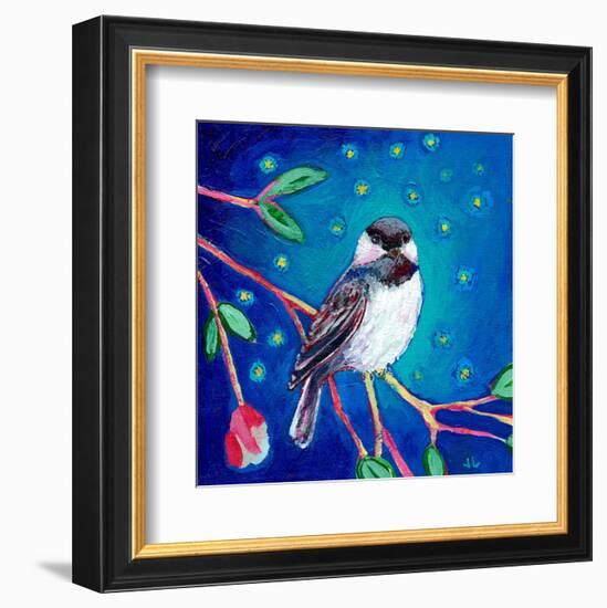 Chickadee at Night-Jennifer Lommers-Framed Art Print