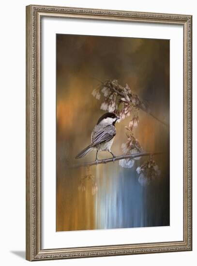 Chickadee in the Garden-Jai Johnson-Framed Giclee Print