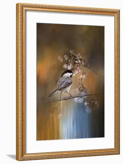 Chickadee in the Garden-Jai Johnson-Framed Giclee Print
