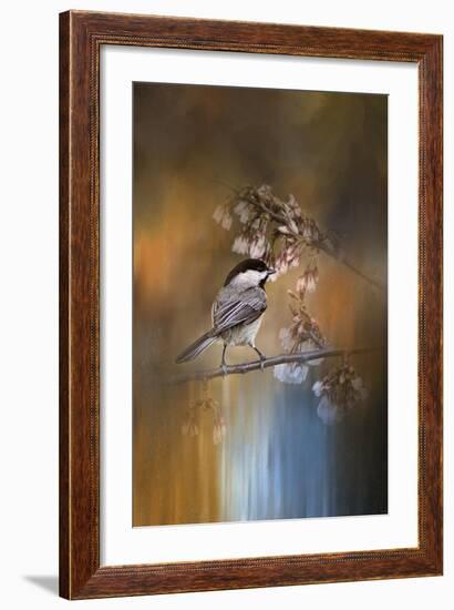 Chickadee in the Garden-Jai Johnson-Framed Giclee Print