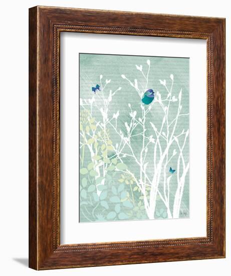 Chickadee on White Branches-Bee Sturgis-Framed Art Print