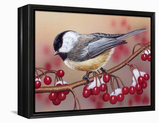 Chickadee with Berries-William Vanderdasson-Framed Premier Image Canvas