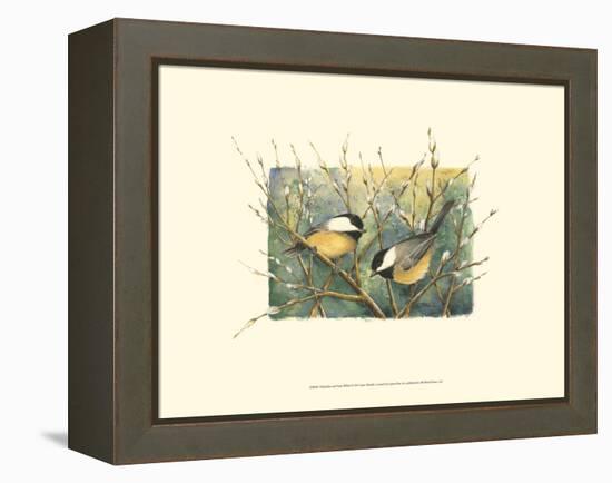 Chickadees and Pussy Willow-Janet Mandel-Framed Stretched Canvas