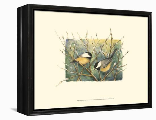 Chickadees and Pussy Willow-Janet Mandel-Framed Stretched Canvas