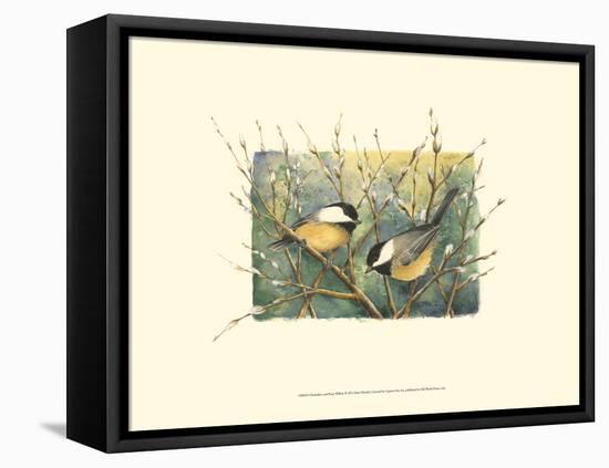 Chickadees and Pussy Willow-Janet Mandel-Framed Stretched Canvas