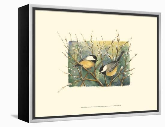 Chickadees and Pussy Willow-Janet Mandel-Framed Stretched Canvas