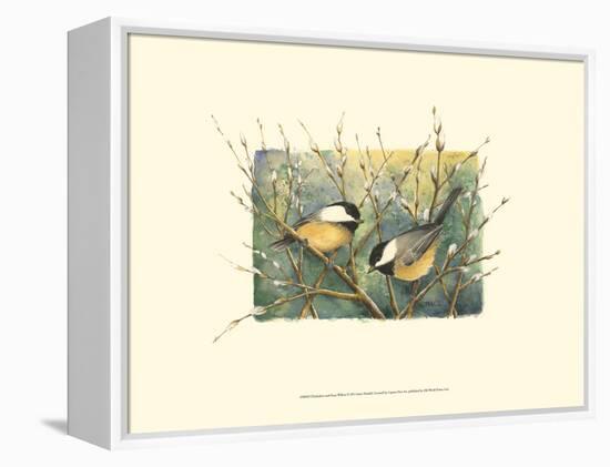 Chickadees and Pussy Willow-Janet Mandel-Framed Stretched Canvas