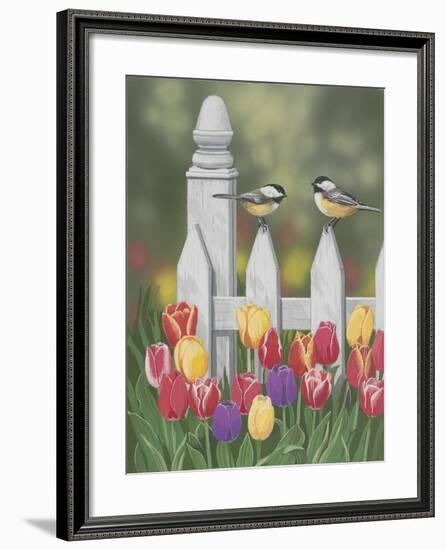 Chickadees and Tulips-William Vanderdasson-Framed Giclee Print