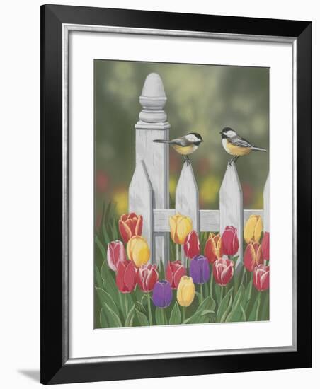 Chickadees and Tulips-William Vanderdasson-Framed Giclee Print