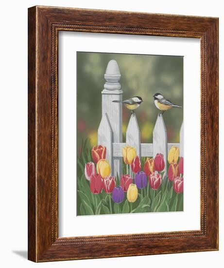 Chickadees and Tulips-William Vanderdasson-Framed Giclee Print