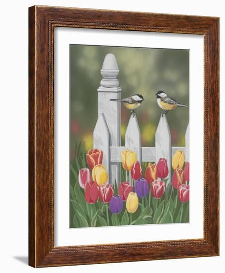 Chickadees and Tulips-William Vanderdasson-Framed Giclee Print