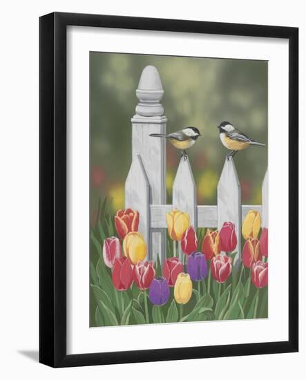 Chickadees and Tulips-William Vanderdasson-Framed Giclee Print