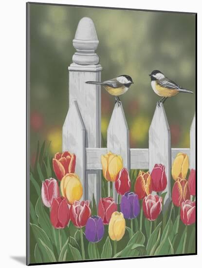 Chickadees and Tulips-William Vanderdasson-Mounted Giclee Print