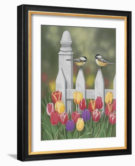 Chickadees and Tulips-William Vanderdasson-Framed Giclee Print