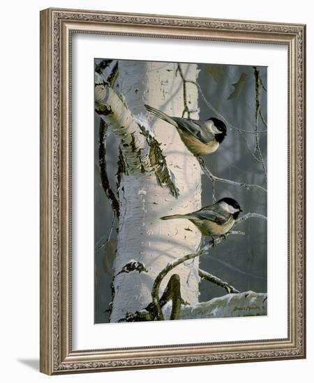 Chickadees at Dawn-Bruce Miller-Framed Giclee Print