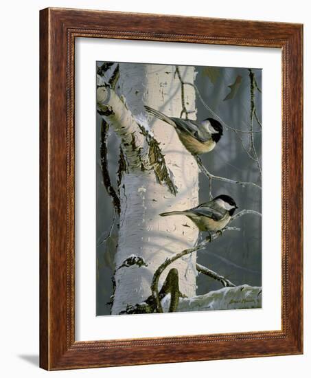 Chickadees at Dawn-Bruce Miller-Framed Giclee Print