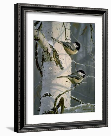 Chickadees at Dawn-Bruce Miller-Framed Giclee Print