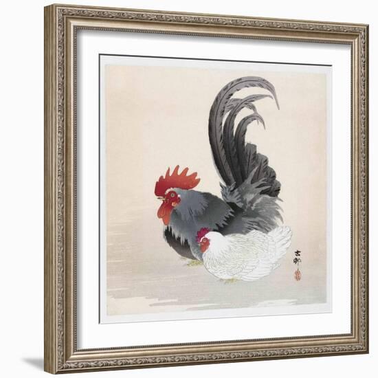 Chicken and Rooster-Ohara Koson-Framed Giclee Print