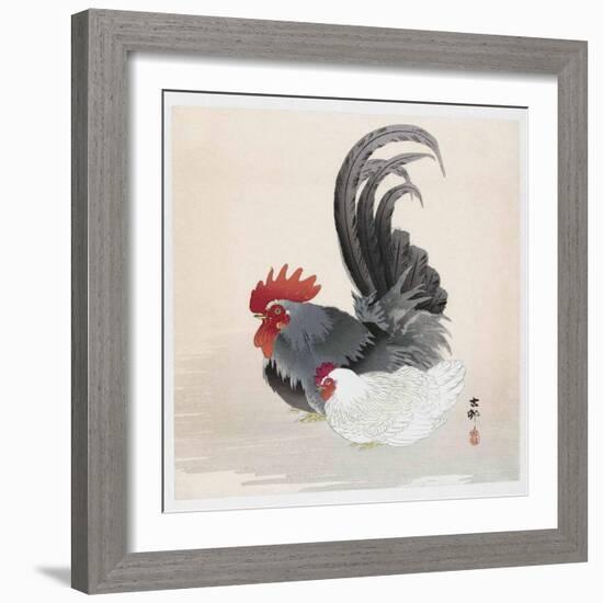 Chicken and Rooster-Ohara Koson-Framed Giclee Print