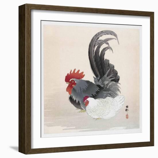 Chicken and Rooster-Ohara Koson-Framed Giclee Print