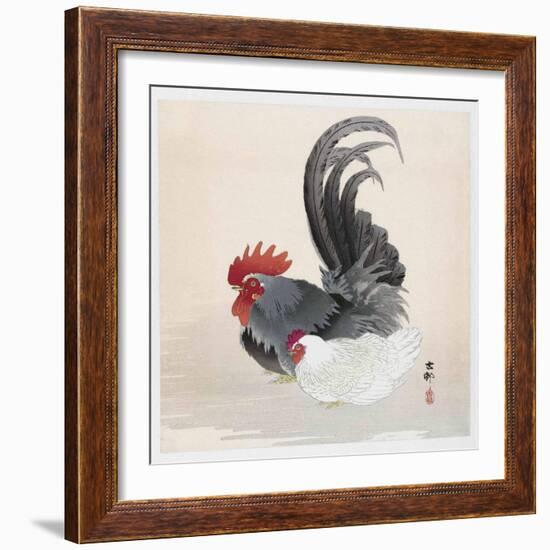 Chicken and Rooster-Ohara Koson-Framed Giclee Print