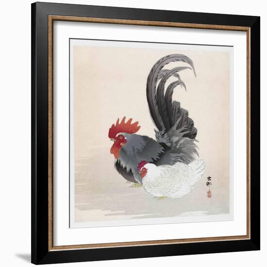 Chicken and Rooster-Ohara Koson-Framed Giclee Print