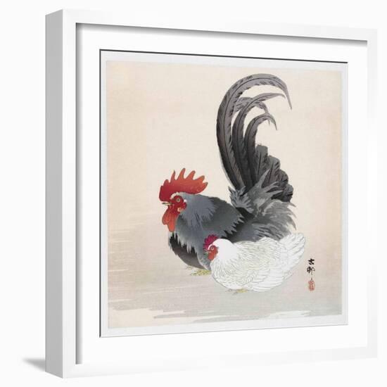 Chicken and Rooster-Ohara Koson-Framed Giclee Print