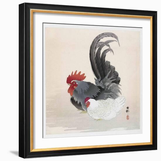 Chicken and Rooster-Ohara Koson-Framed Giclee Print