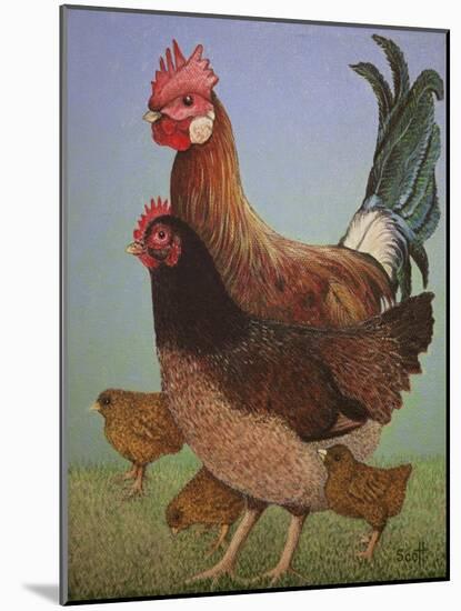 Chicken Family, 2016-Pat Scott-Mounted Giclee Print