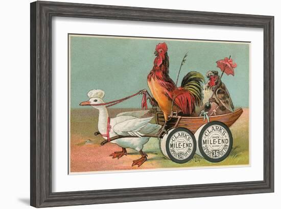 Chicken Wagon Pulled by Duck-null-Framed Art Print