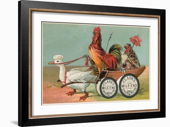 Chicken Wagon Pulled by Duck-null-Framed Art Print