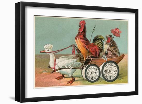 Chicken Wagon Pulled by Duck-null-Framed Art Print