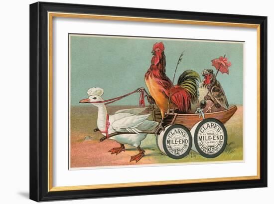 Chicken Wagon Pulled by Duck-null-Framed Art Print