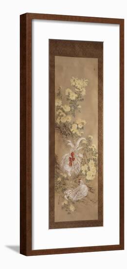 Chickens and Chrysanthemums, 1892-Noguchi Yukoku-Framed Giclee Print
