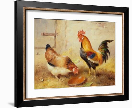 Chickens Feeding, 1920-Walter Hunt-Framed Giclee Print