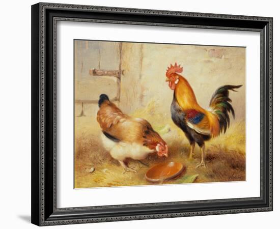 Chickens Feeding, 1920-Walter Hunt-Framed Giclee Print