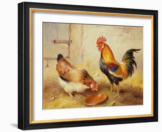 Chickens Feeding, 1920-Walter Hunt-Framed Giclee Print