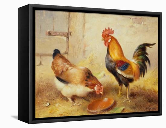 Chickens Feeding, 1920-Walter Hunt-Framed Premier Image Canvas