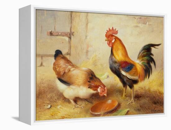 Chickens Feeding, 1920-Walter Hunt-Framed Premier Image Canvas