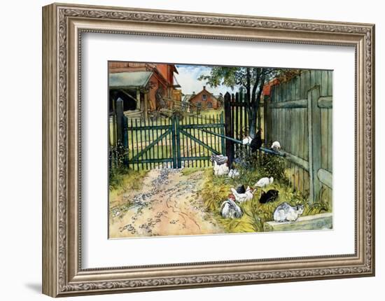 Chickens in the Yard, 1904-Carl Larsson-Framed Art Print