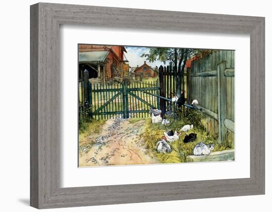 Chickens in the Yard, 1904-Carl Larsson-Framed Art Print